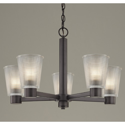 Design Classics Lighting Prismatic Glass Chandelier Bronze 5 Lights 2105-220 GL1056-FC