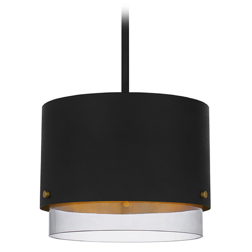 Quoizel Lighting Quoizel Lighting Elio Matte Black & Gold Palette Pendant Light with Drum Shade EIO1814MBK
