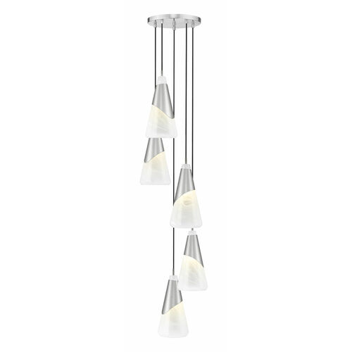Z-Lite Z-Lite Aimie Brushed Nickel Multi-Light Pendant with Conical Shade 828P7-5R-BN