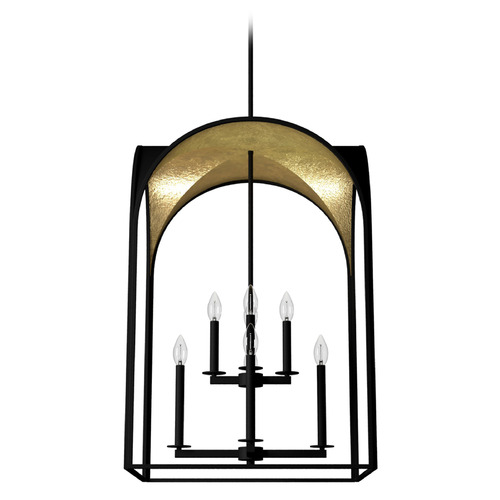 Hunter Fan Company Hunter Fan Company Dukestown Natural Black Iron & Gold Leaf Pendant Light 19735