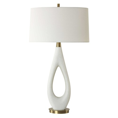 Uttermost Lighting The Uttermost Company Promenade White & Antique Brass Table Lamp with Oval Shade 30387