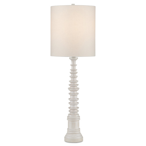 Currey and Company Lighting Currey and Company Malayan Whitewash Table Lamp with Cylindrical Shade 6000-0896