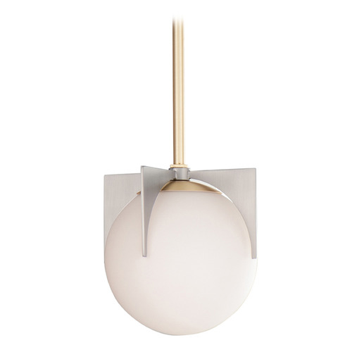 Maxim Lighting Maxim Lighting Finn Satin Brass & Brushed Platinum Mini-Pendant Light with Globe Shade 92470SWSBRBP