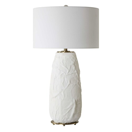 Uttermost Lighting The Uttermost Company Vida Chalk White & Brass Table Lamp with Drum Shade 30421