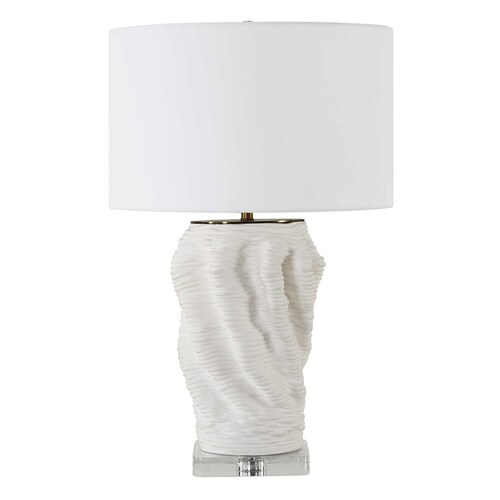 Uttermost Lighting The Uttermost Company Stratified Matte White Table Lamp with Drum Shade 30296-1
