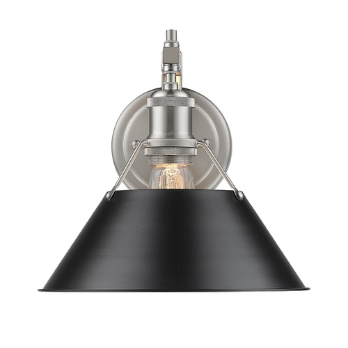 Golden Lighting Orwell Wall Sconce in Pewter & Black by Golden Lighting 3306-1W PW-BLK