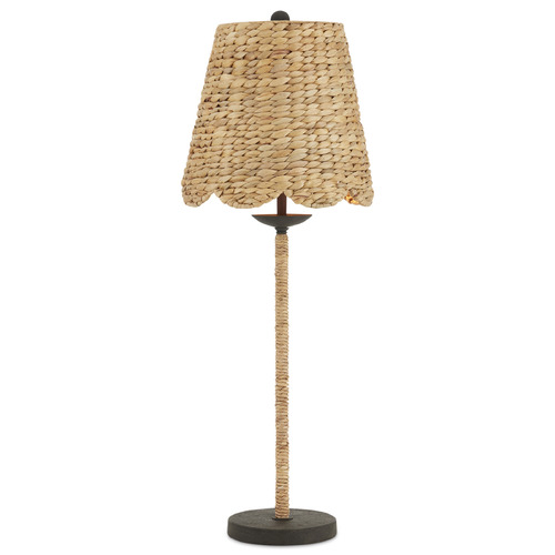 Currey and Company Lighting Currey and Company Annabelle Natural / Mole Black Table Lamp with Scalloped Shade 6000-0902
