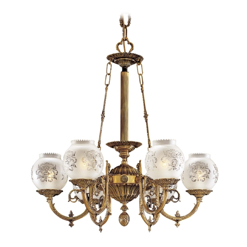 Metropolitan Lighting Chandelier with White Glass in Antique Classic Brass by Metropolitan Lighting N801906