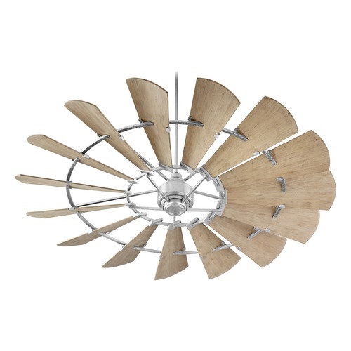 Quorum Lighting 72-Inch Windmill Galvanized Fan with Weathered Oak Blades by Quorum Lighting 197215-9