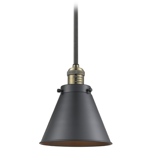 Innovations Lighting Appalachian Black Antique Brass Mini Pendant by Innovations Lighting 201S-BAB-M13-BK