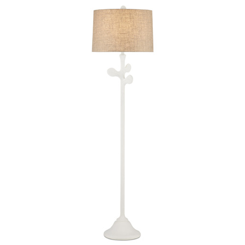 Currey and Company Lighting Currey and Company Charny Gesso White Floor Lamp with Empire Shade 8000-0133