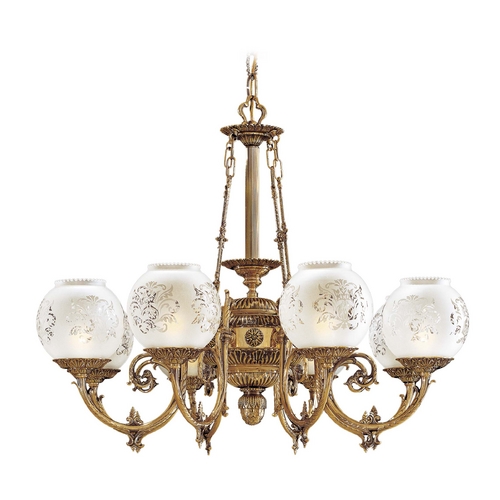 Metropolitan Lighting Chandelier with White Glass in Antique Classic Brass by Metropolitan Lighting N801908