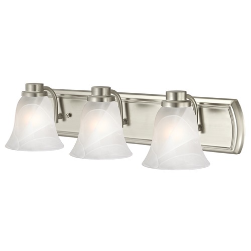 Design Classics Lighting Alabaster Glass 3-Light Bath Bar in Satin Nickel 1203-09 GL9222-ALB