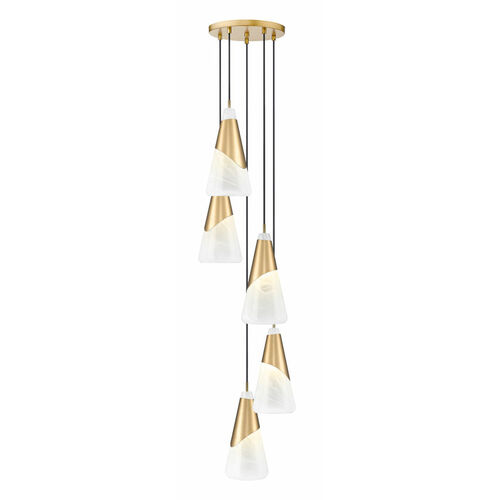 Z-Lite Z-Lite Aimie Modern Gold Multi-Light Pendant with Conical Shade 828P7-5R-MGLD