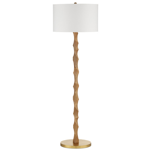 Currey and Company Lighting Currey and Company Sunbird Natural / Brass Floor Lamp with Drum Shade 8000-0135