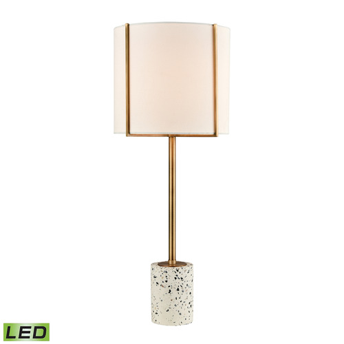 Elk Lighting Elk Lighting Trussed White & Aged Brass LED Console & Buffet Lamp with Drum Shade D4551-LED