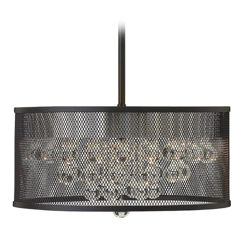 Fredrick Ramond Fiona 15-Inch Wide Metal Mesh Pendant in Black by Fredrick Ramond FR38901BLK