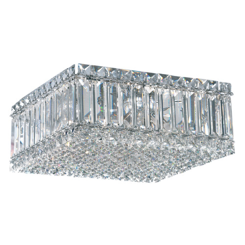 Schonbek Lighting Schonbek Worldwide Lighting Quantum Polished Stainless Steel Flushmount Light 2124R