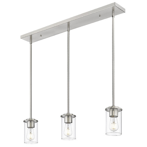 Z-Lite Z-Lite Thayer Brushed Nickel Multi-Light Pendant with Cylindrical Shade 742MP-3BN
