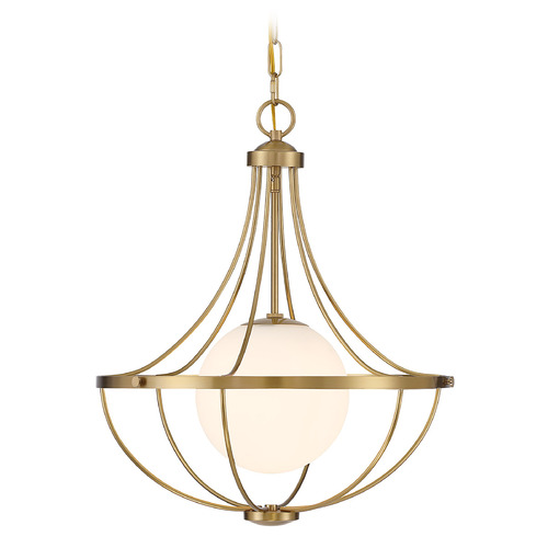 Meridian Meridian Natural Brass Pendant Light with Globe Shade M7047NB