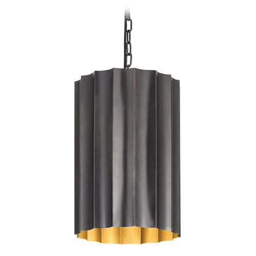 Maxim Lighting Maxim Lighting Allegra Gunmetal & Gold Pendant Light with Scalloped Shade 39132GMGLD