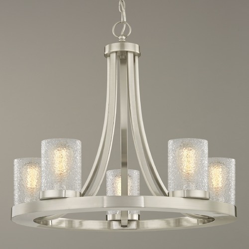 Design Classics Lighting Rio 5-Light Chandelier in Satin Nickel with Cylinder Ice Glass 162-09 GL1060C