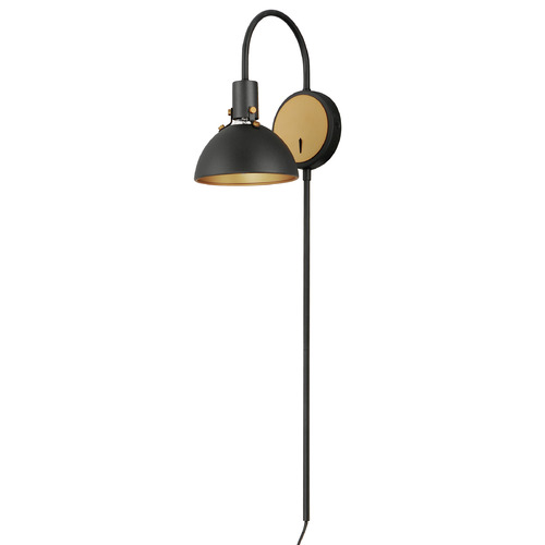 Maxim Lighting Maxim Lighting Dawn Antique Brass & Black Plug and Cord Wall Lamp 12041ABBK