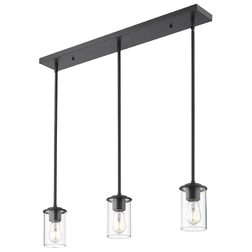 Z-Lite Z-Lite Thayer Matte Black Multi-Light Pendant with Cylindrical Shade 742MP-3MB