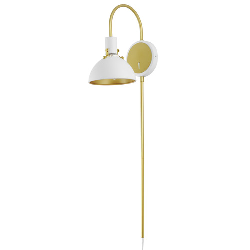 Maxim Lighting Maxim Lighting Dawn White & Satin Brass Plug and Cord Wall Lamp 12041WTSBR
