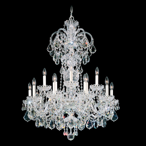 Schonbek Lighting Schonbek Worldwide Lighting Olde World Polished Silver Crystal Chandelier 6814-40R