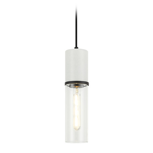 Matteo Lighting Matteo Lighting Marmor Matte Black & White Marble LED Mini-Pendant Light with Cylindrical Shade C39911MB