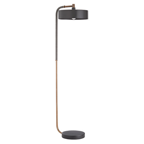 Arteriors Home Lighting Aaron Floor Lamp in Brass & Graphite Leather by Arteriors Home 79813