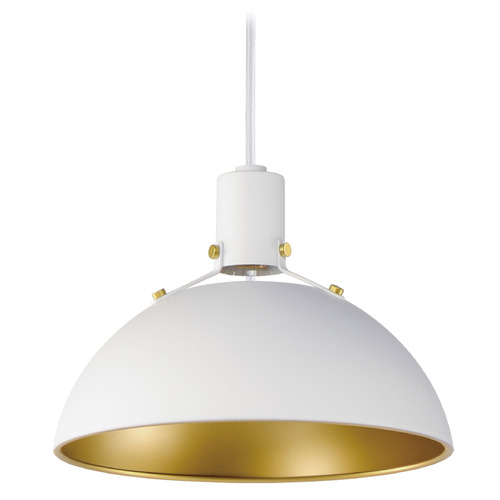 Maxim Lighting Maxim Lighting Dawn White & Satin Brass Pendant Light with Bowl / Dome Shade 12042WTSBR