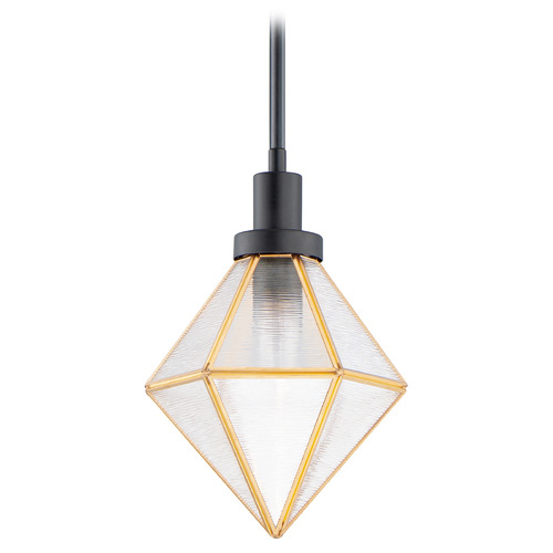 Maxim Lighting Maxim Lighting Adorn Black & Burnished Brass Mini-Pendant Light with Triangle Shade 11555BKBUB