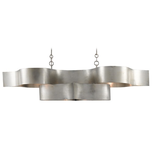 Currey and Company Lighting Grand Lotus Linear Chandelier in Silver Leaf by Currey & Company 9000-0372
