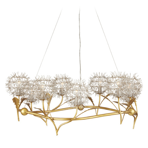 Currey and Company Lighting Currey and Company Dandelion Silver Leaf / Silver / Gold Leaf Chandelier 9000-1080