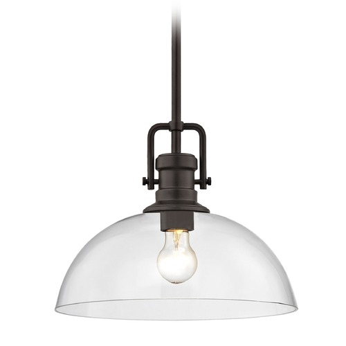 Design Classics Lighting Industrial Bronze Pendant Light with Clear Glass 13-Inch Wide 1763-220 G1785-CL