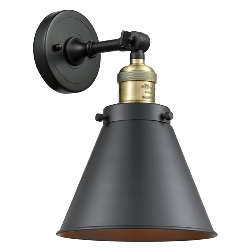 Innovations Lighting Appalachian Black Antique Brass Sconce by Innovations Lighting 203-BAB-M13-BK