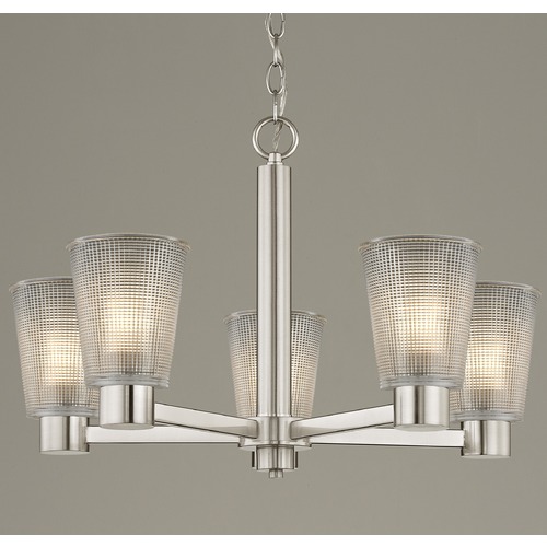 Design Classics Lighting Prismatic Clear Glass Chandelier Satin Nickel 2105-09 GL1056-FC