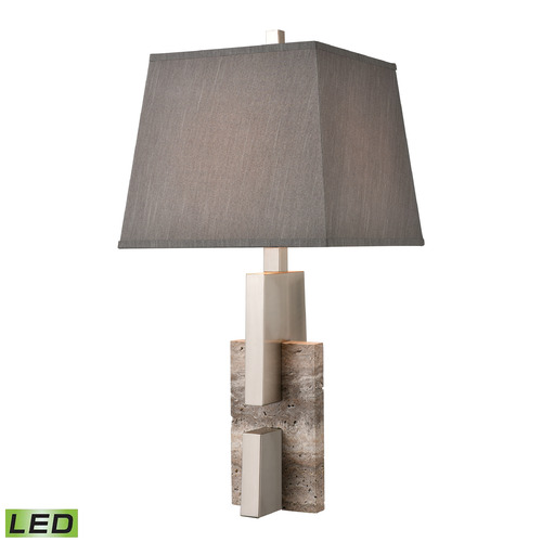 Elk Lighting Elk Lighting Rochester Gray & Brushed Nickel LED Table Lamp with Square Shade D4668-LED