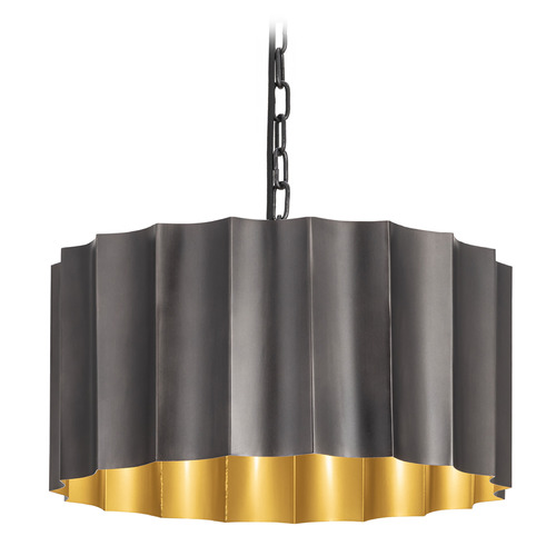 Maxim Lighting Maxim Lighting Allegra Gunmetal & Gold Pendant Light with Scalloped Shade 39133GMGLD