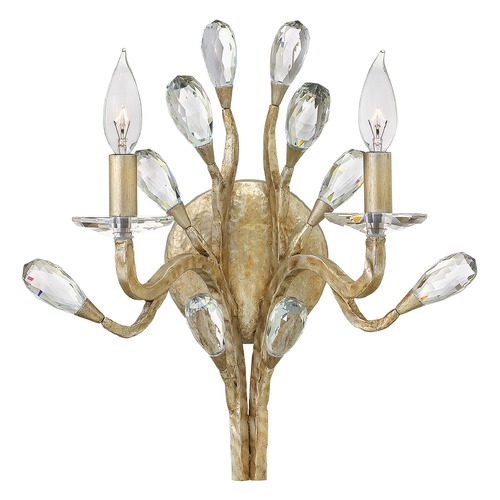 Fredrick Ramond Eve 2-Light Crystal Wall Sconce in Champagne Gold by Fredrick Ramond FR46802CPG