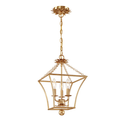 Crystorama Lighting Broche 3-Light Chandelier in Antique Gold by Crystorama Lighting 514-GA
