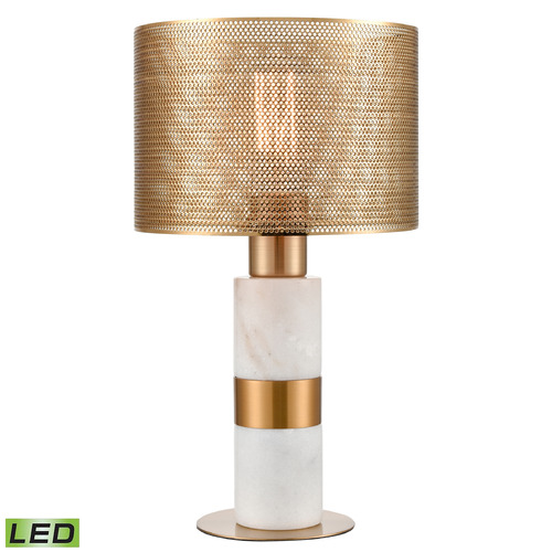 Elk Lighting Elk Lighting Sureshot White & Aged Brass LED Table Lamp with Drum Shade D4677-LED