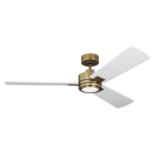 Visual Comfort Fan Collection Harris 56-Inch LED Smart Fan in Antique Brass & White by VC Fan  3HASM56HABD