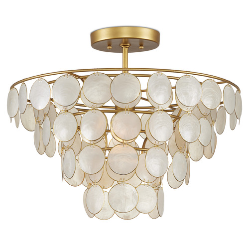 Currey and Company Lighting Currey and Company Tom Caldwell Bon Vivant Natural / Gold Semi-Flushmount Light 9000-1087