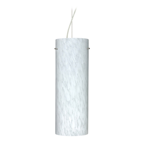 Besa Lighting Modern Pendant Light White Glass Satin Nickel by Besa Lighting 1KX-412819-SN