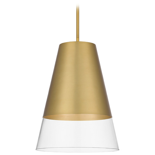 Quoizel Lighting Quoizel Lighting Peregrine Brushed Gold Pendant Light with Conical Shade PRG1514BRG