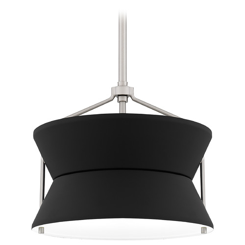 Quoizel Lighting Quoizel Lighting Quoizel Pendant Brushed Nickel Pendant Light with Drum Shade QP6166BN