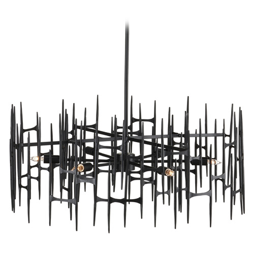 Currey and Company Lighting Currey and Company Ian Thornton Attingham Satin Black Chandelier 9000-1091